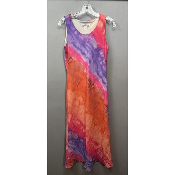 DG Donna Gray Vintage Maxi Dress Sleeveless Womens size 4 Colorful Watercolor - Picture 1 of 8